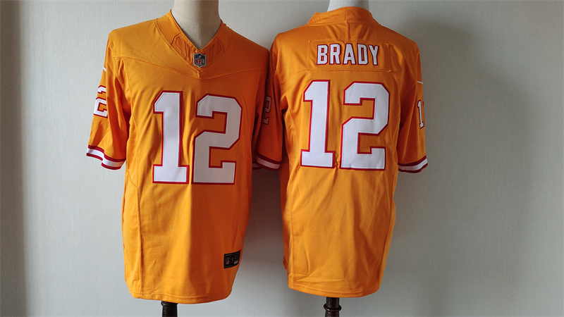 Men's Tampa Bay Buccaneers #12 Tom Brady Orange 2024 F.U.S.E. Throwback Limited Stitched Jersey